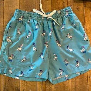 Chubbies Blue Swim Trunks with Pelican Print
